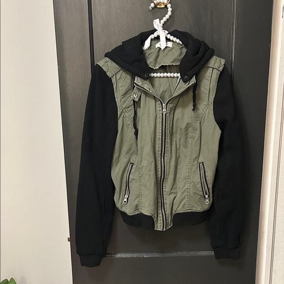 Charlotte Russe Jackets & Blazers - Green and Black Hooded Zipup Jacket